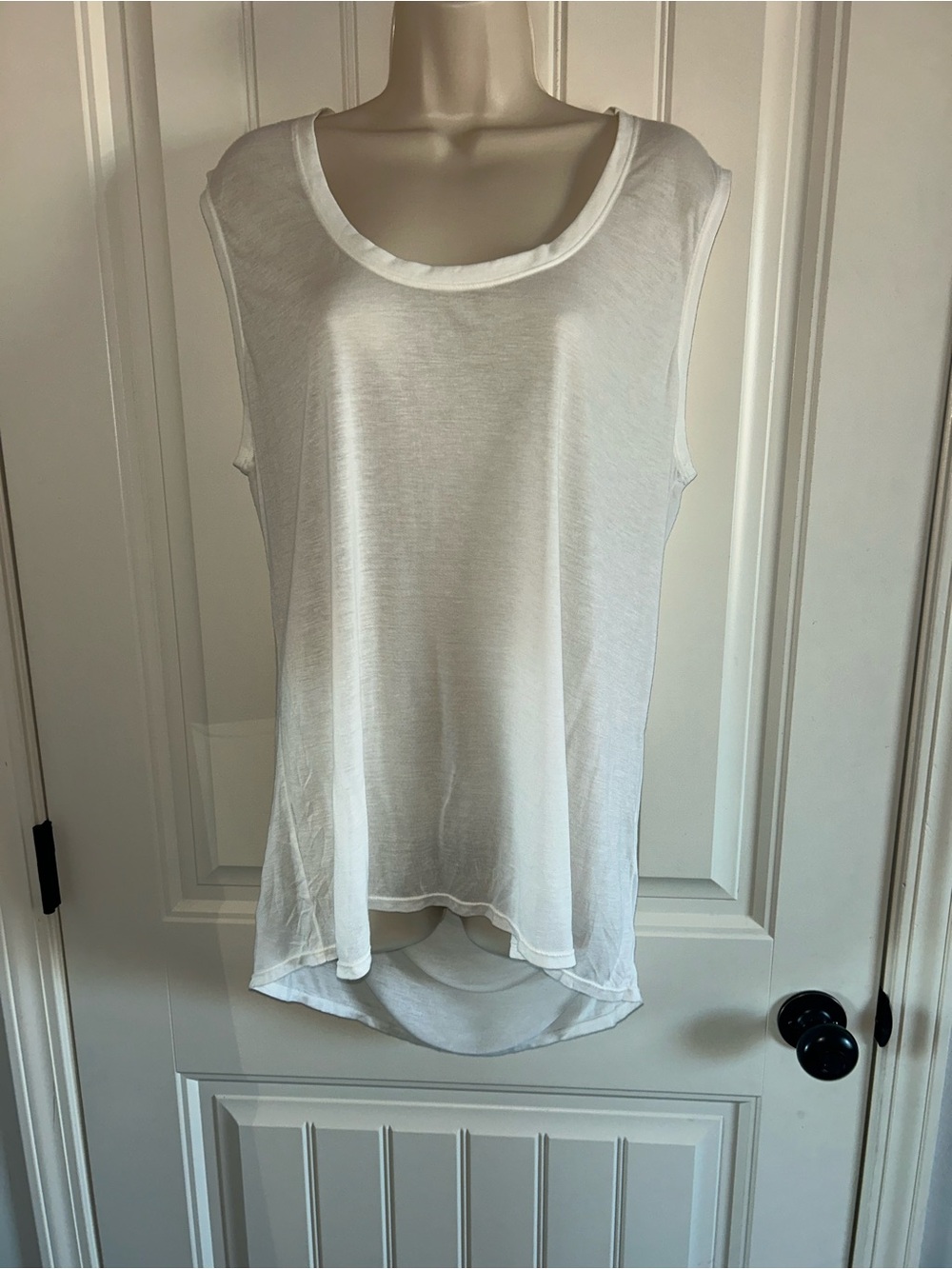 NEW Eileen Fisher The Fisher Project White Scoop-Neck Tank Drape Back Sz S